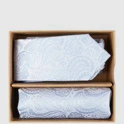 Seidenfalter Krawatte (6 Cm) Und Einstecktuch Im Set - Bleu