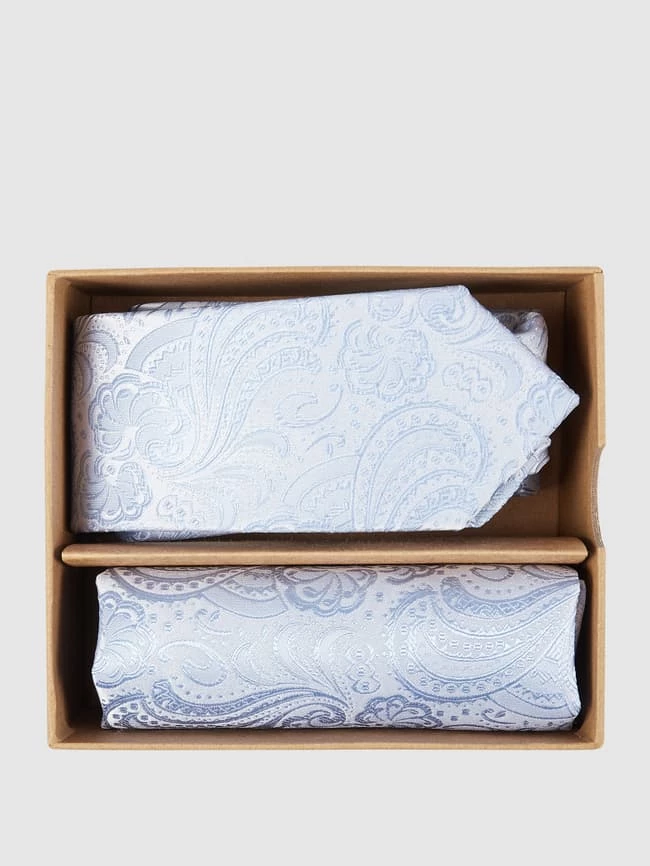 Seidenfalter Krawatte (6 Cm) Und Einstecktuch Im Set - Bleu 1 Seidenfalter Krawatte (6 Cm) Und Einstecktuch Im Set - Bleu