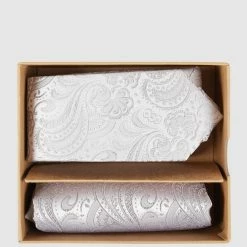 Seidenfalter Krawatte (6 Cm) Und Einstecktuch Im Set - Sand