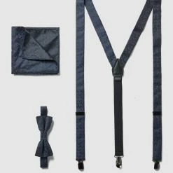 Monti Fliege, Einstecktuch Und Hosenträger Im Set - Dunkelblau