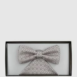 Wilvorst Fliege Und Einstecktuch Im Set - Anthrazit