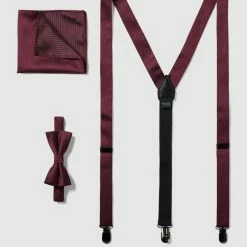 Monti Fliege, Einstecktuch Und Hosenträger Im Set - Rot