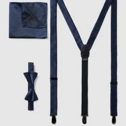 Monti Fliege, Einstecktuch Und Hosenträger Im Set - Marineblau