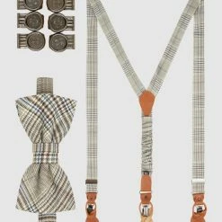 Seidenfalter Hosenträger Und Fliege Im Set - Lindgrün