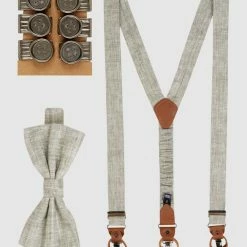 Seidenfalter Hosenträger Und Fliege Im Set - Mint