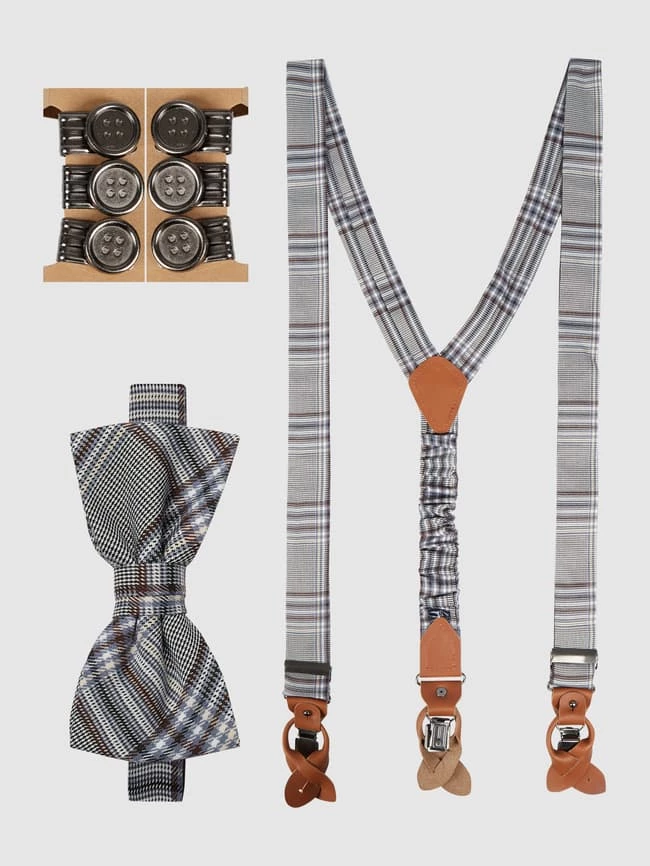 Seidenfalter Hosenträger Und Fliege Im Set - Blau 1 Seidenfalter Hosenträger Und Fliege Im Set - Blau