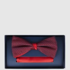 Willen Fliege Und Einstecktuch Aus Seide Im Set - Dunkelrot