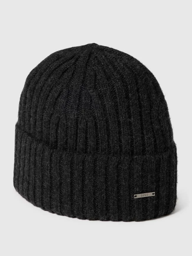 BOSS Beanie Mit Label-Detail Modell 'T-Lino' - Schwarz 1 BOSS Beanie Mit Label-Detail Modell 'T-Lino' - Schwarz
