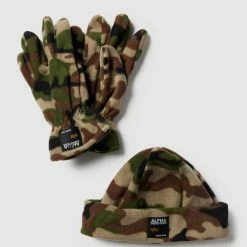 Alpha Industries Mütze Und Handschuhe Aus Fleece Im Set - Khaki