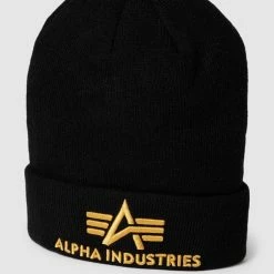 Alpha Industries Beanie Mit Label-Stitching - Schwarz