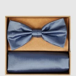 Seidenfalter Fliege Und Einstecktuch Im Set - Blau