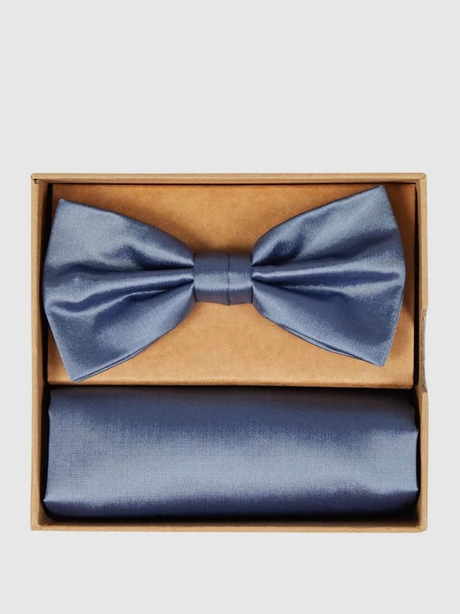 Seidenfalter Fliege Und Einstecktuch Im Set - Blau 1 Seidenfalter Fliege Und Einstecktuch Im Set - Blau