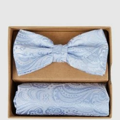 Seidenfalter Fliege Und Einstecktuch Im Set - Bleu