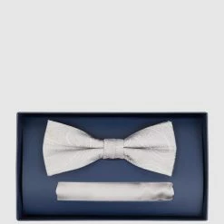 Willen Fliege Und Einstecktuch Aus Seide Im Set - Silber