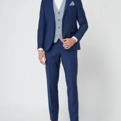 Seidenfalter Weste, Fliege Und Einstecktuch Im Set - Blau