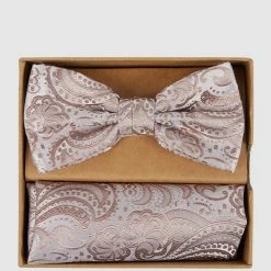 Seidenfalter Fliege Und Einstecktuch Im Set - Altrosa