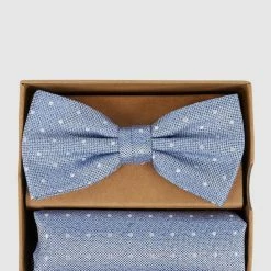 Seidenfalter Fliege Und Einstecktuch Im Set - Blau