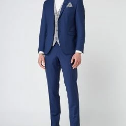 Seidenfalter Weste, Fliege Und Einstecktuch Im Set - Blau