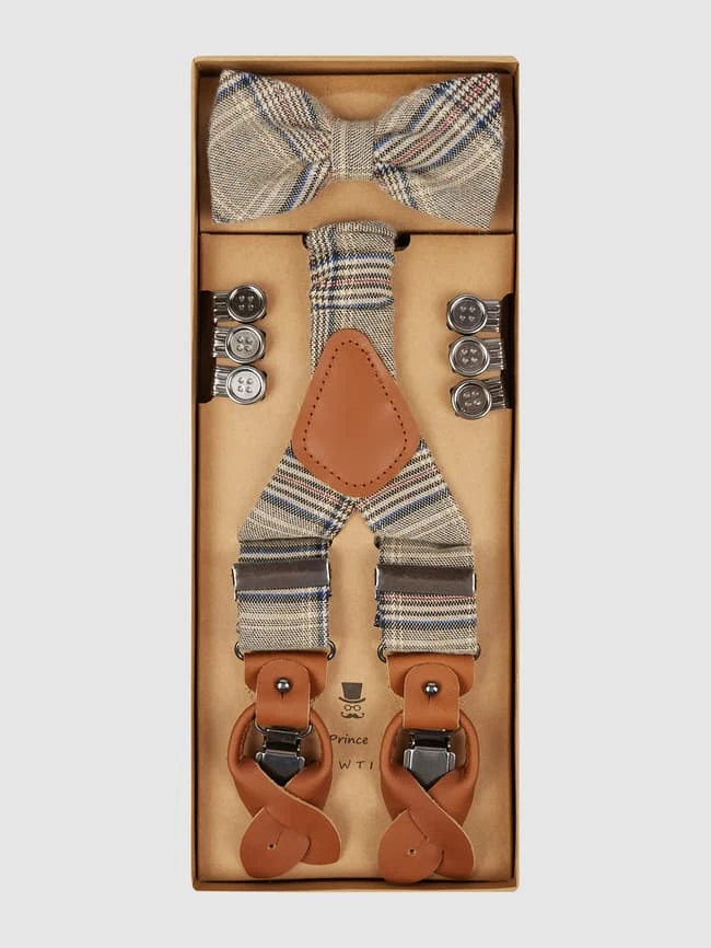 Seidenfalter Hosenträger Und Fliege Im Set - Beige 4 Seidenfalter Hosenträger Und Fliege Im Set - Beige – Bild 4