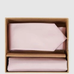 Seidenfalter Krawatte (6 Cm) Und Einstecktuch Im Set - Lachs