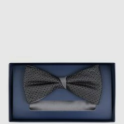 Willen Fliege Und Einstecktuch Aus Seide Im Set - Schwarz