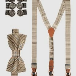 Seidenfalter Hosenträger Und Fliege Im Set - Beige