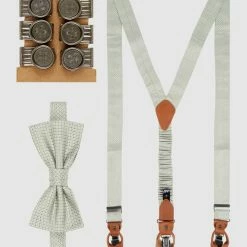 Seidenfalter Hosenträger Und Fliege Im Set - Lindgrün