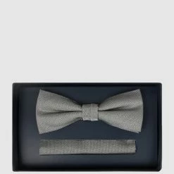 Willen Fliege Und Einstecktuch Im Set - Mittelgrau