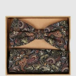 Seidenfalter Fliege Und Einstecktuch Im Set - Schwarz