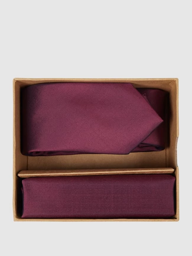 Seidenfalter Krawatte (6 Cm) Und Einstecktuch Im Set - Aubergine 1 Seidenfalter Krawatte (6 Cm) Und Einstecktuch Im Set - Aubergine