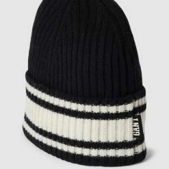 Gant Beanie Mit Kontraststreifen Modell 'STRIPED WOOL COLLEGIATE' - Schwarz