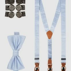 Seidenfalter Hosenträger Und Fliege Im Set - Bleu