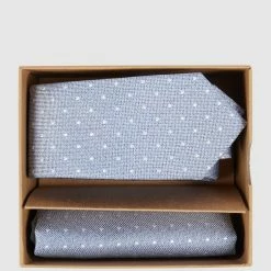 Seidenfalter Krawatte (6 Cm) Und Einstecktuch Im Set - Blau