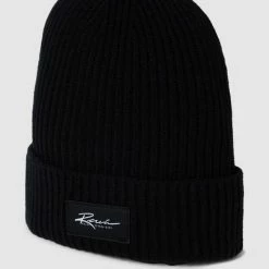 REVIEW Beanie Mit Label-Patch - Schwarz