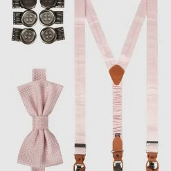 Seidenfalter Hosenträger Und Fliege Im Set - Rosé