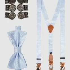 Seidenfalter Hosenträger Und Fliege Aus Seide Im Set - Bleu