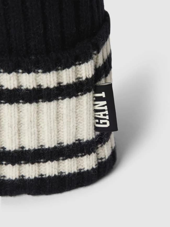 Gant Beanie Mit Kontraststreifen Modell 'STRIPED WOOL COLLEGIATE' - Schwarz 2 Gant Beanie Mit Kontraststreifen Modell 'STRIPED WOOL COLLEGIATE' - Schwarz – Bild 2