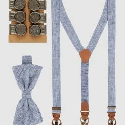 Seidenfalter Hosenträger Und Fliege Im Set - Marineblau