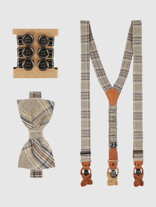 Seidenfalter Hosenträger Und Fliege Im Set - Beige 1 Seidenfalter Hosenträger Und Fliege Im Set - Beige