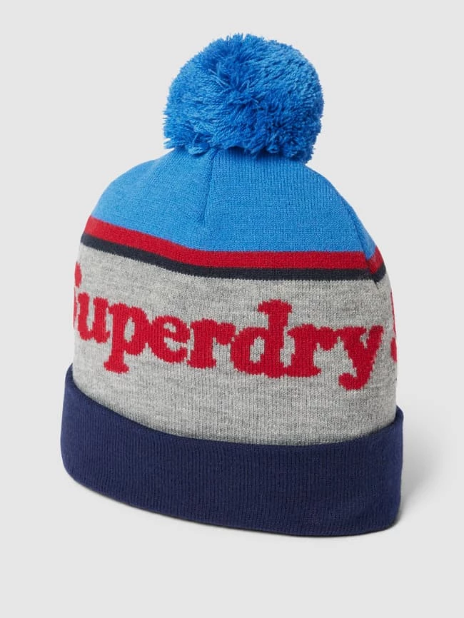 Superdry Pudelmütze Mit Label-Print - Dunkelblau 1 Superdry Pudelmütze Mit Label-Print - Dunkelblau