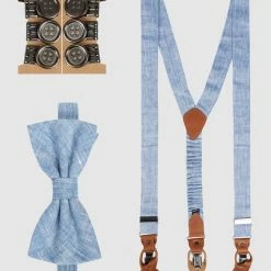 Seidenfalter Hosenträger Und Fliege Im Set - Blau