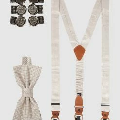 Seidenfalter Hosenträger Und Fliege Im Set - Sand