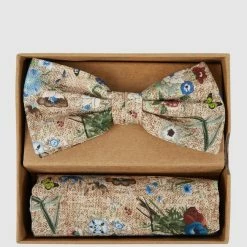 Seidenfalter Fliege Und Einstecktuch Im Set - Sand