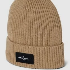REVIEW Beanie Mit Label-Patch - Beige