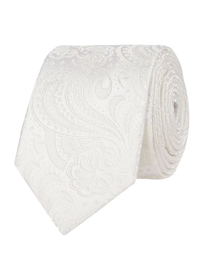 Seidenfalter Krawatte (6 Cm) Und Einstecktuch Im Set - Ecru 3 Seidenfalter Krawatte (6 Cm) Und Einstecktuch Im Set - Ecru – Bild 3