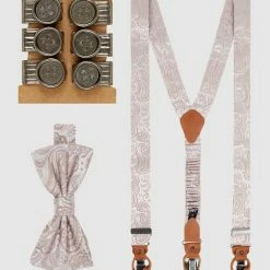 Seidenfalter Hosenträger Und Fliege Aus Seide Im Set - Altrosa