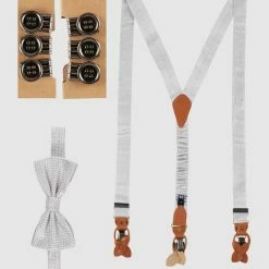 Seidenfalter Hosenträger Und Fliege Im Set - Silber