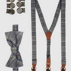 Seidenfalter Hosenträger Und Fliege Im Set - Blau