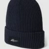 REVIEW Beanie Mit Label-Patch - Marineblau